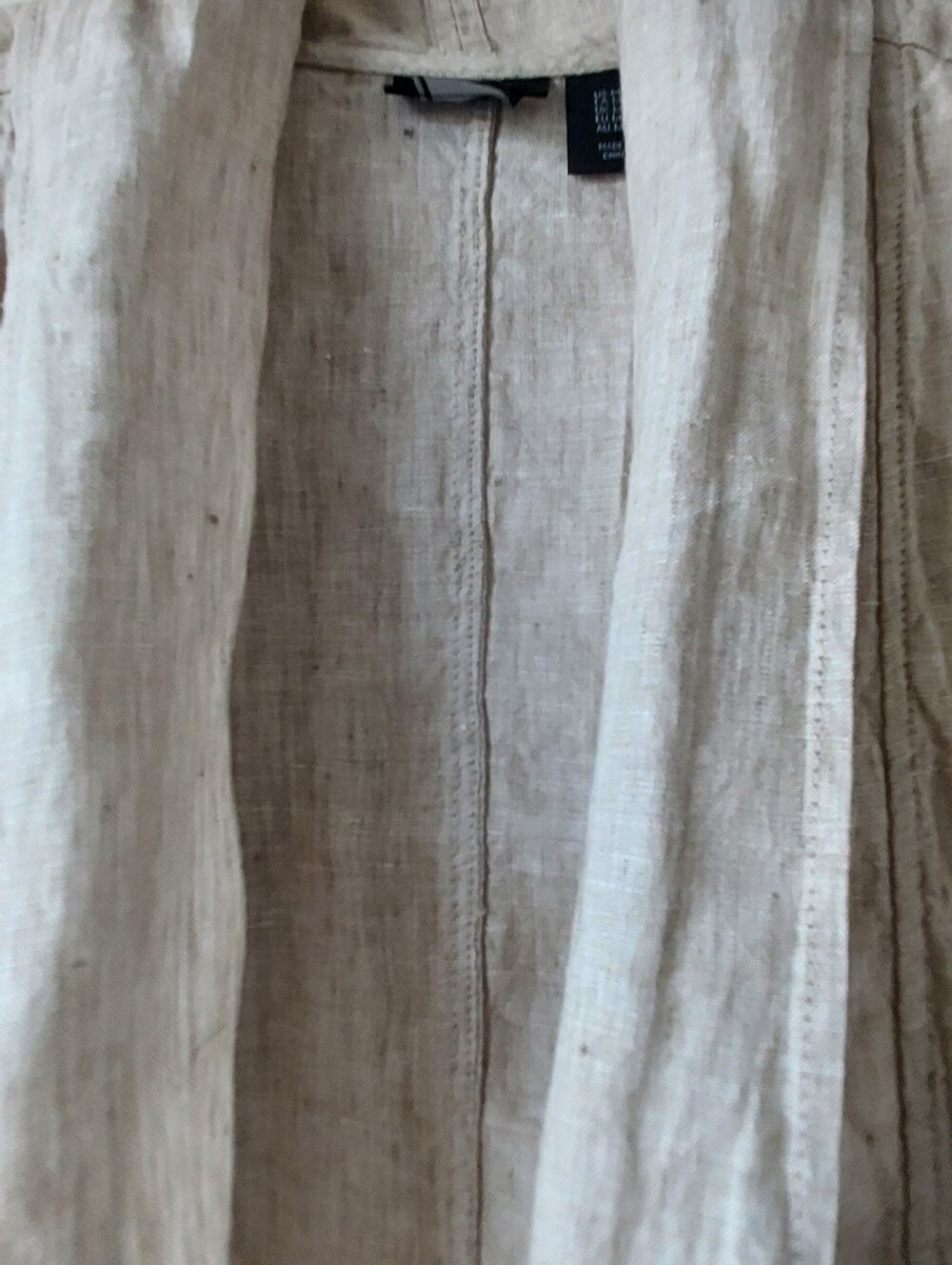Tahari Linen Open Front Cardigan Duster Jacket Tan Beige Oatmeal Med Lagenlook - Picture 6 of 8